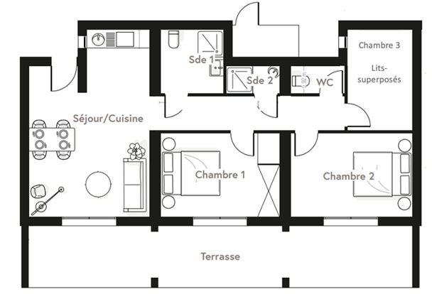 location appartement lecci plan